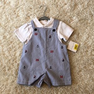 NWT Starting Out Baby Boy Nautical Overalls 12 mo